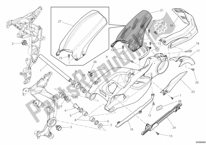 Alle onderdelen voor de Zwenkarm van de Ducati Multistrada 1200 S Sport 2012
